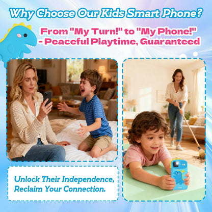 Blue dinosaur silicone case kids phone - drop-resistant for active boys