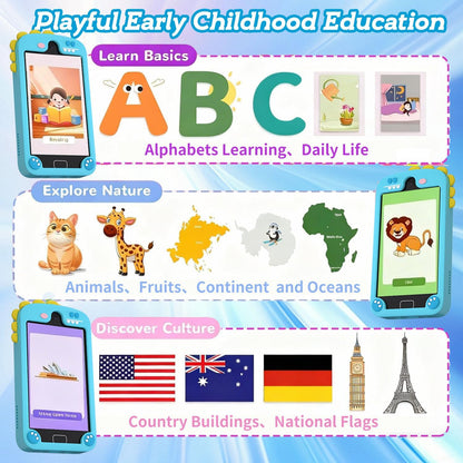 4.0" touchscreen of blue dinosaur kids phone - early education themes interface