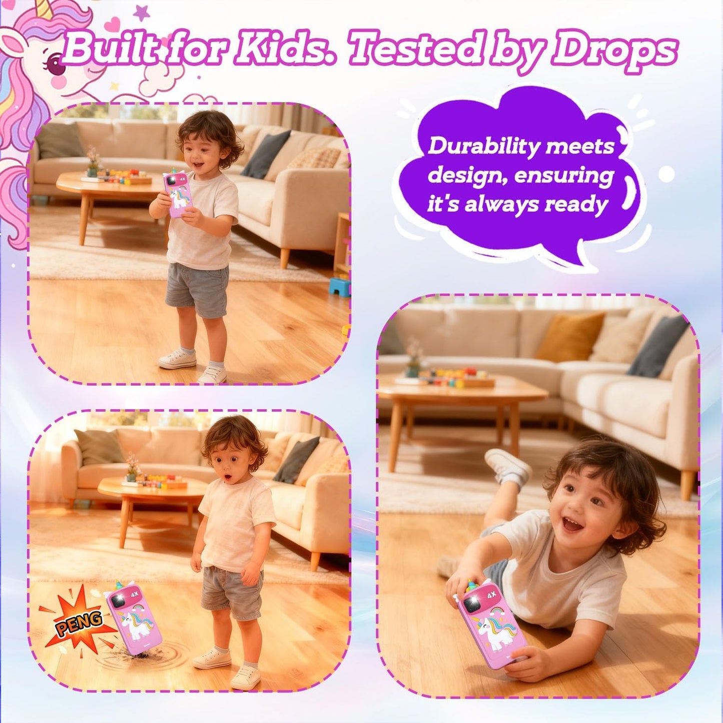 ink unicorn kids smart phone durability test - drop-resistant silicone case for kids